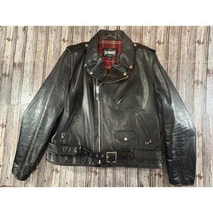 SCHOTT NYC 626 heavy 100% cowhide leather Jacket size 2XL color Black moto biker